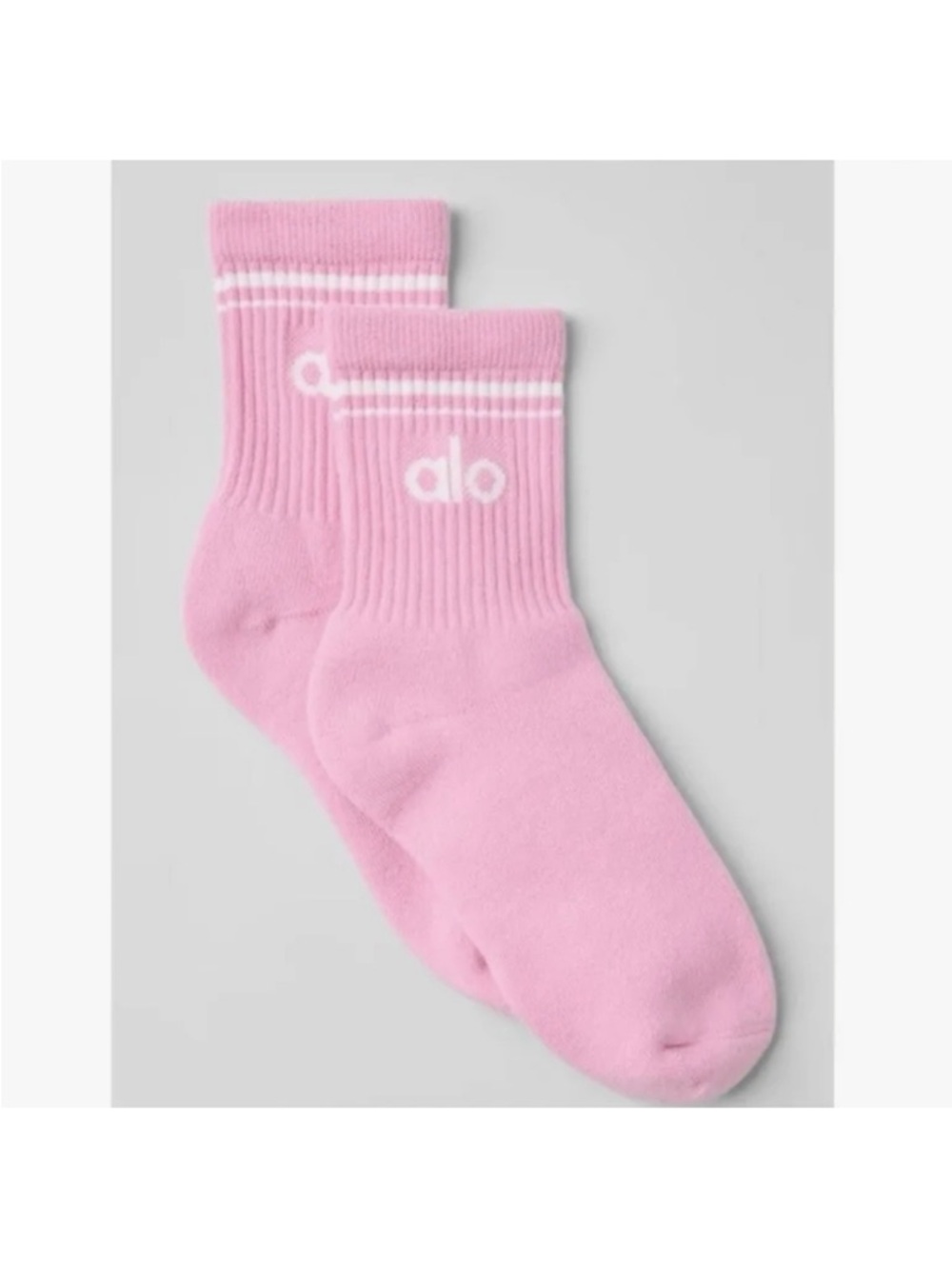 NWT ALO Yoga Unisex Pink Half Crew Throwback Socks (Size Large)